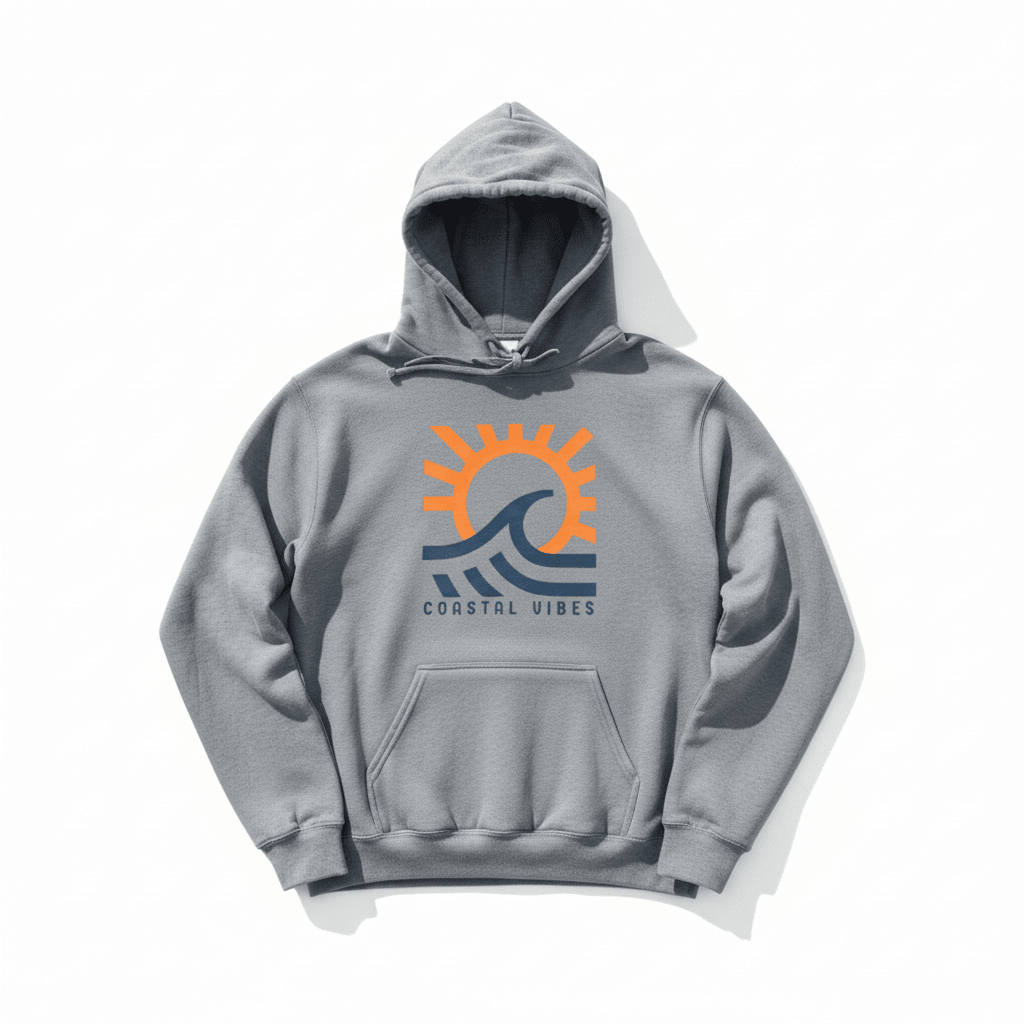 Grey Coastal Vibes hoodie - white background