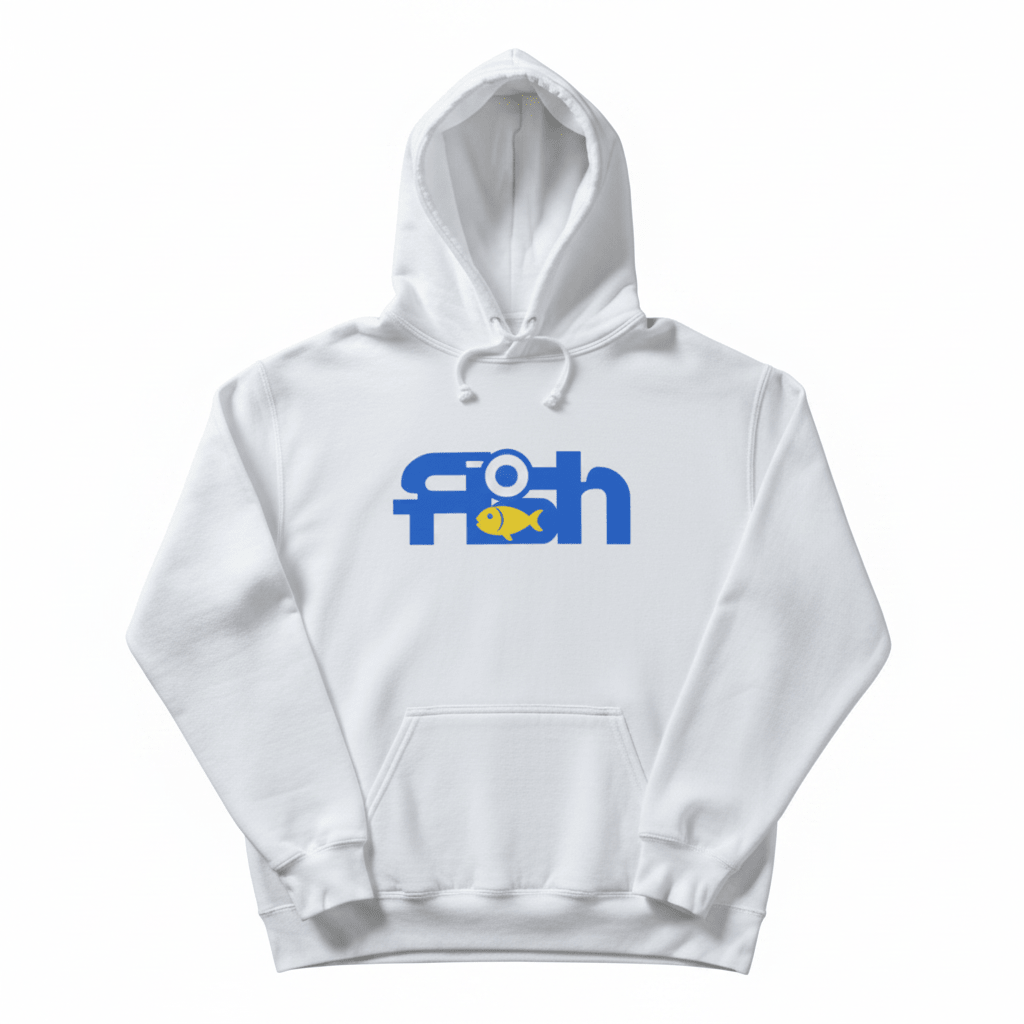 White fish hoodie - white background