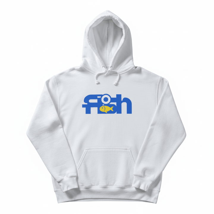 White fish hoodie - white background