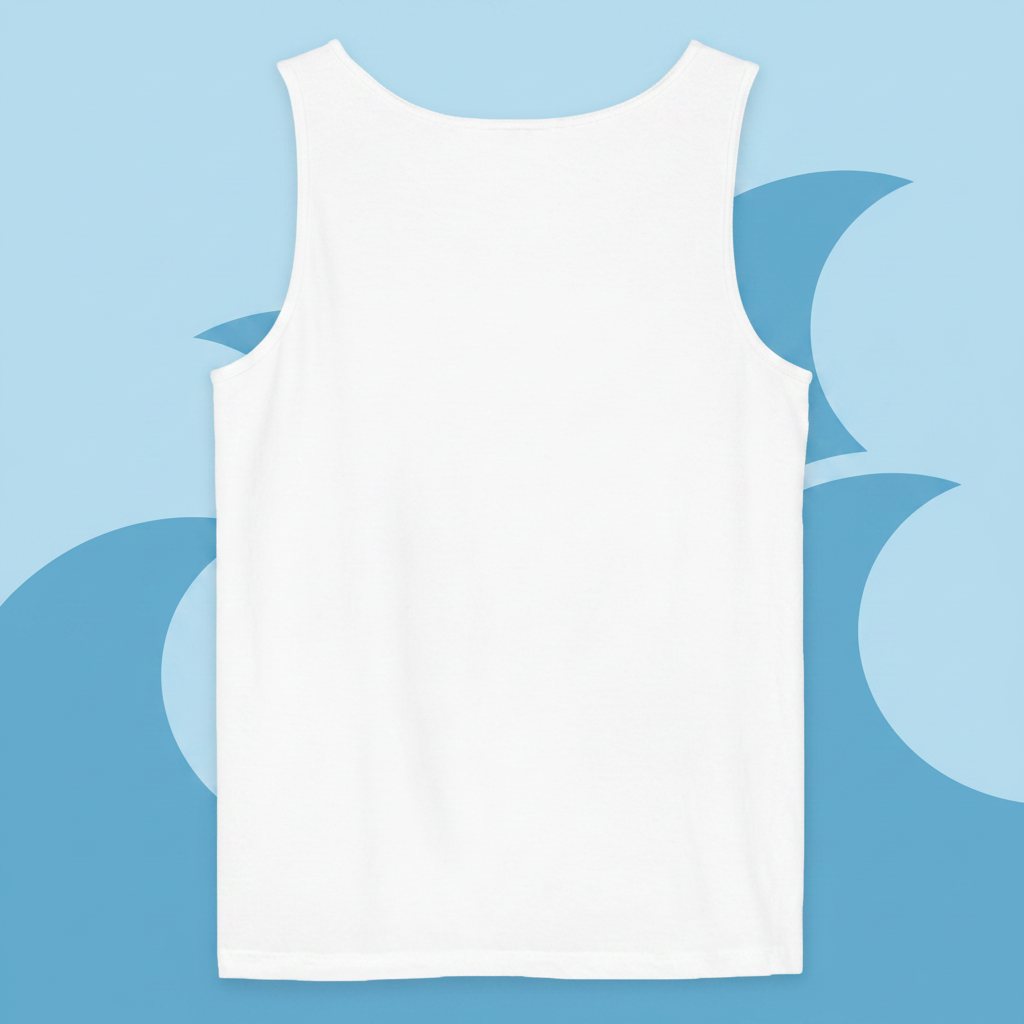 White Tank Back - Light Blue Wave BG