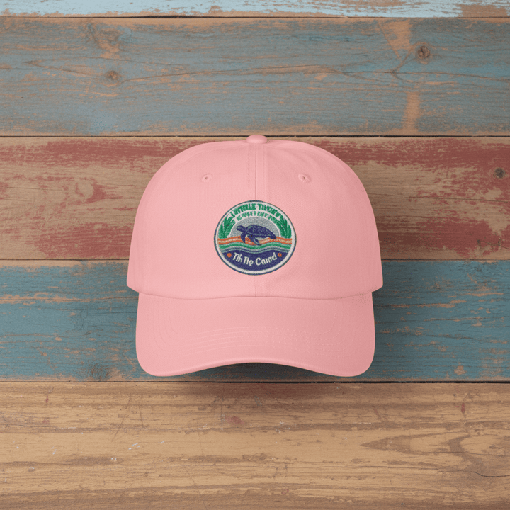 Guardian of the Coast Turtle Conservation Embroidered Cap pink on faded driftwood planks
