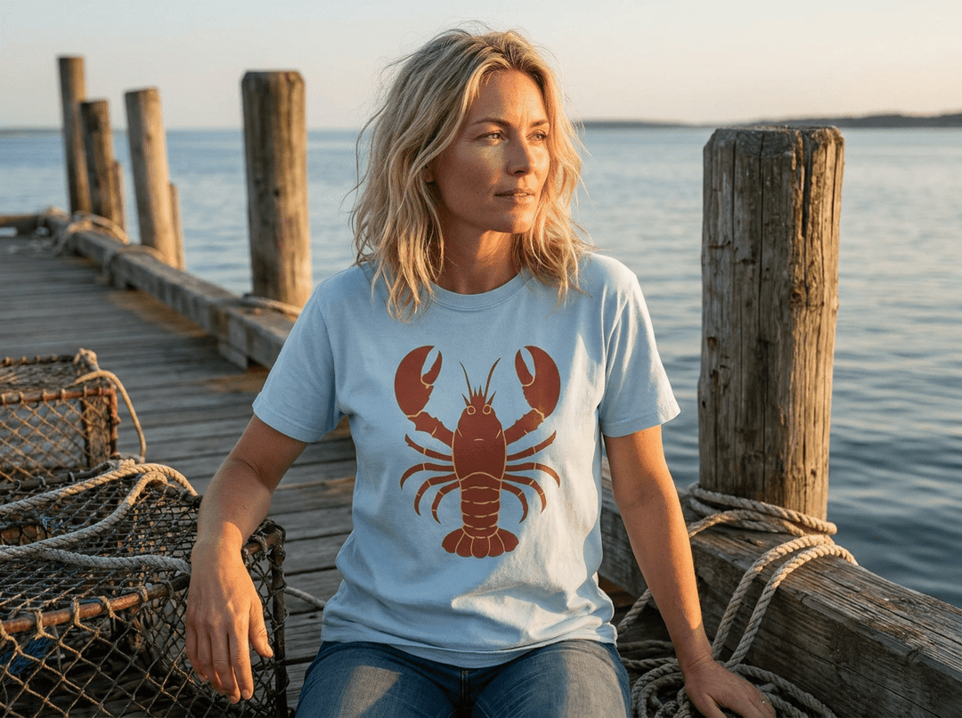 Big Red Lobster Tee | Garment-Dyed Bold Coastal Seafood Graphic