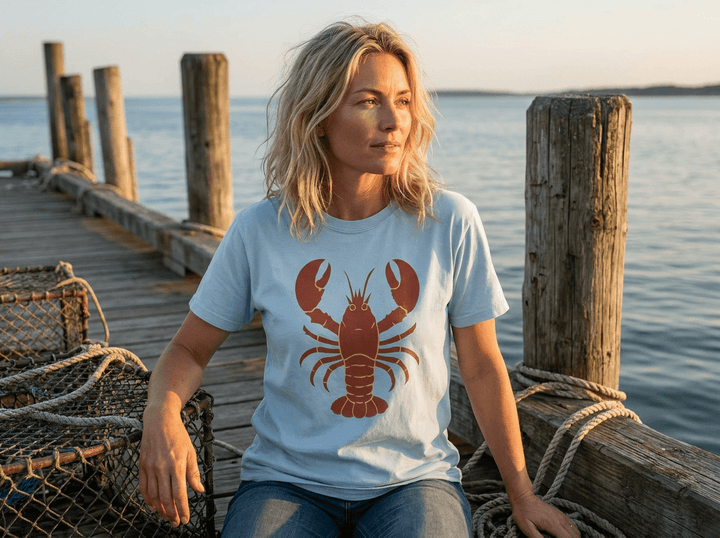 Big Red Lobster Tee | Garment-Dyed Bold Coastal Seafood Graphic