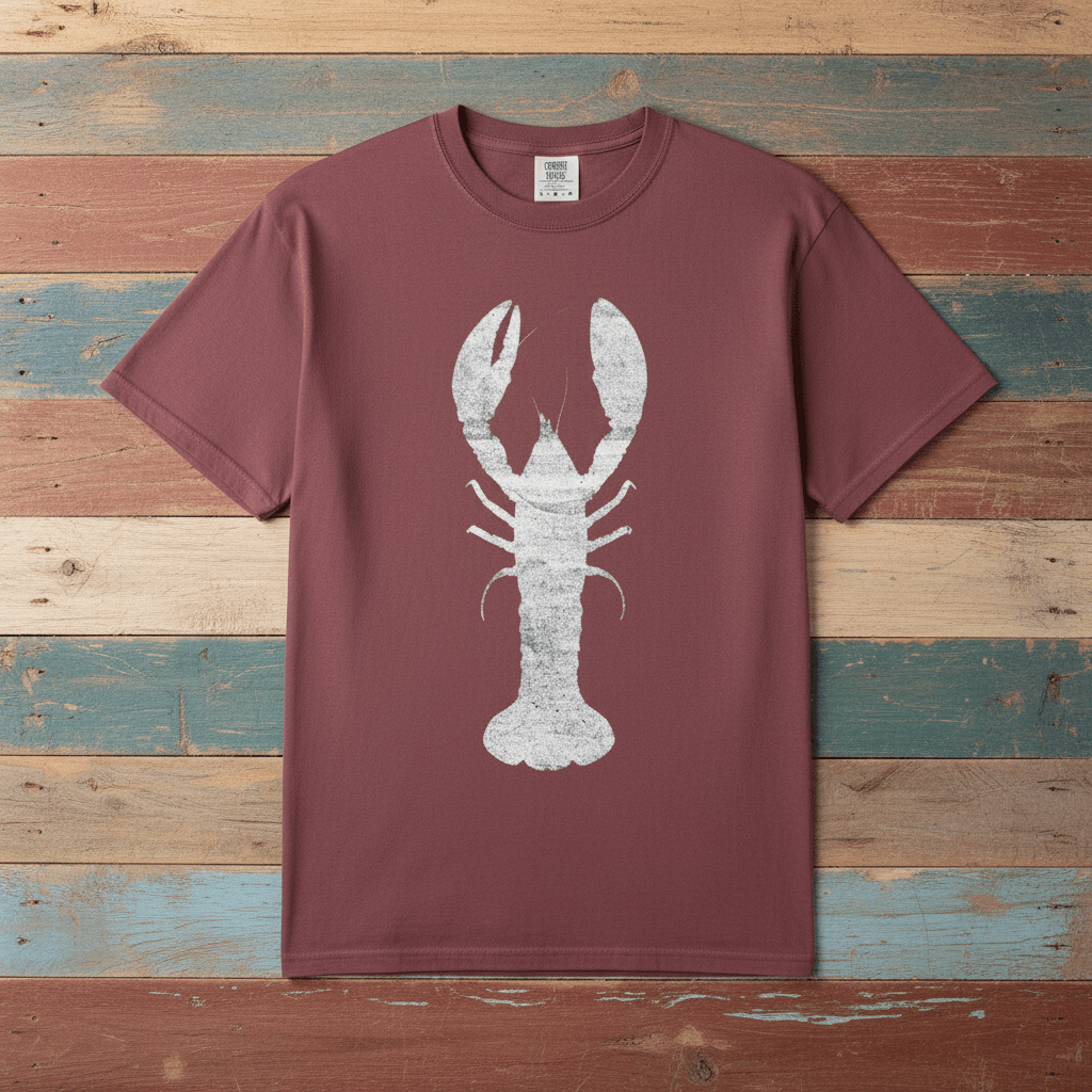 Vintage Wood Faded Lobster Graphic Tee — Brick on Colorful Driftwood
