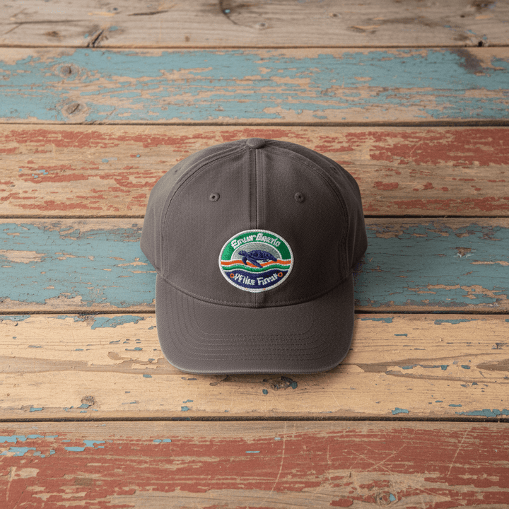 Guardian of the Coast Turtle Conservation Embroidered Cap dark grey on faded driftwood planks