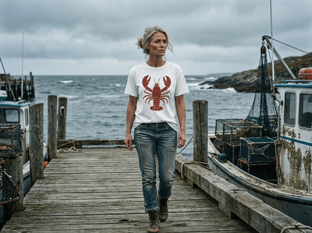 Big Red Lobster Tee | Garment-Dyed Bold Coastal Seafood Graphic