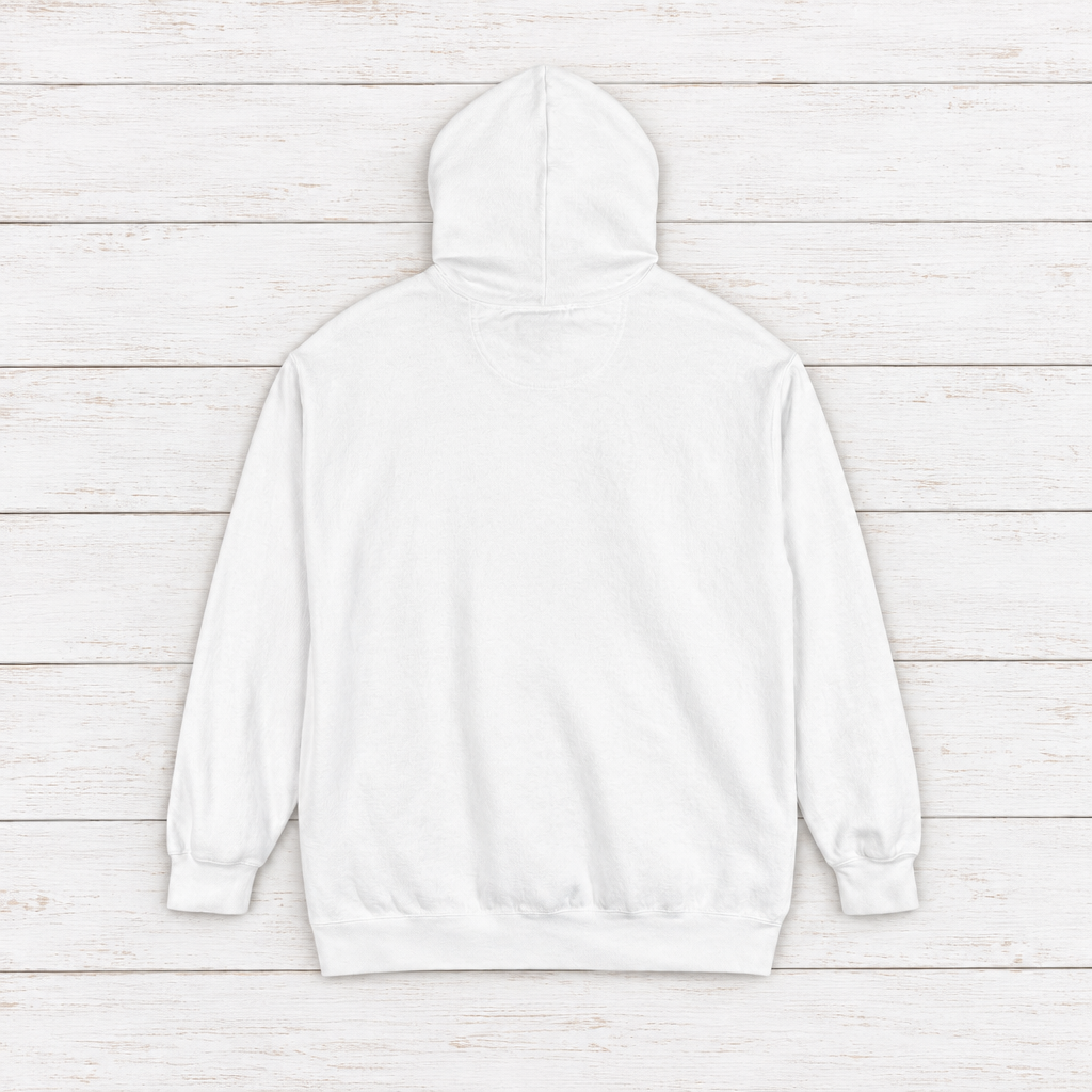 Chesapeake Crab House hoodie flat lay on whitewashed boards