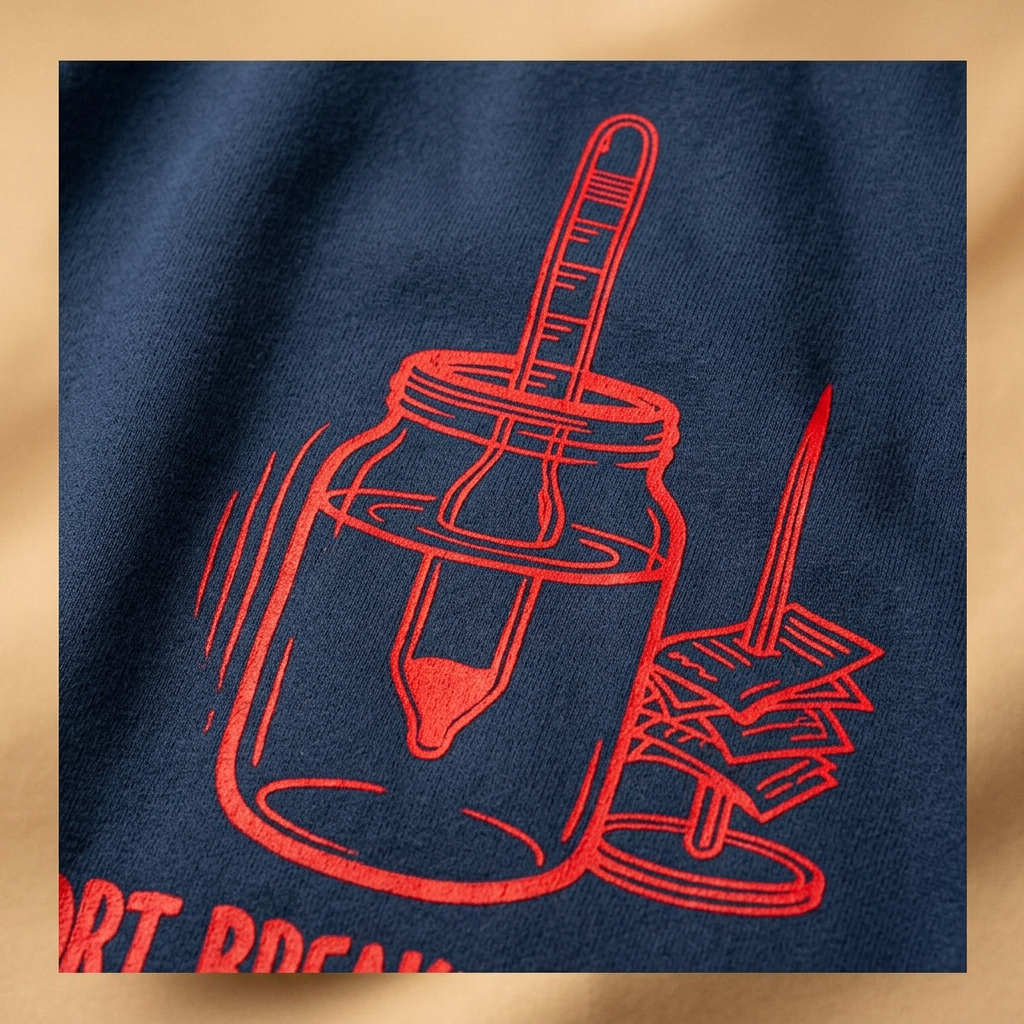 Beaufort Breakwater Diner navy hoodie red mason jar graphic close-up