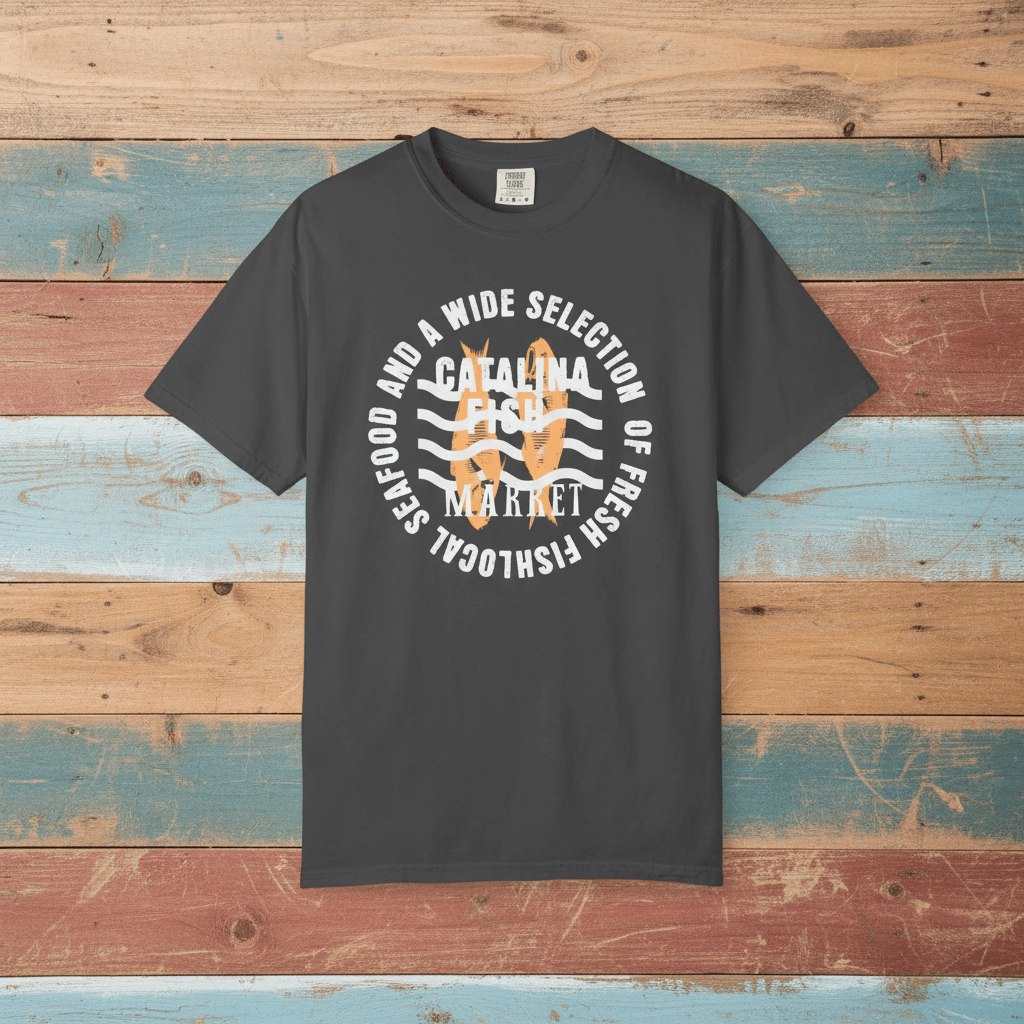 Catalina Fish Market Select Graphic Tee — Graphite on Colorful Driftwood
