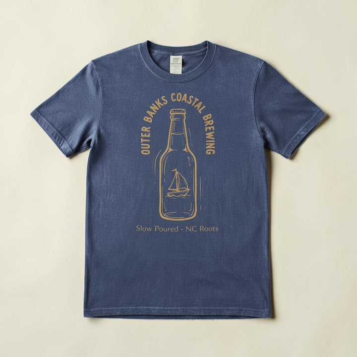 Coastal Brewing Bottle Graphic Tee — Denim on Colorful Driftwood