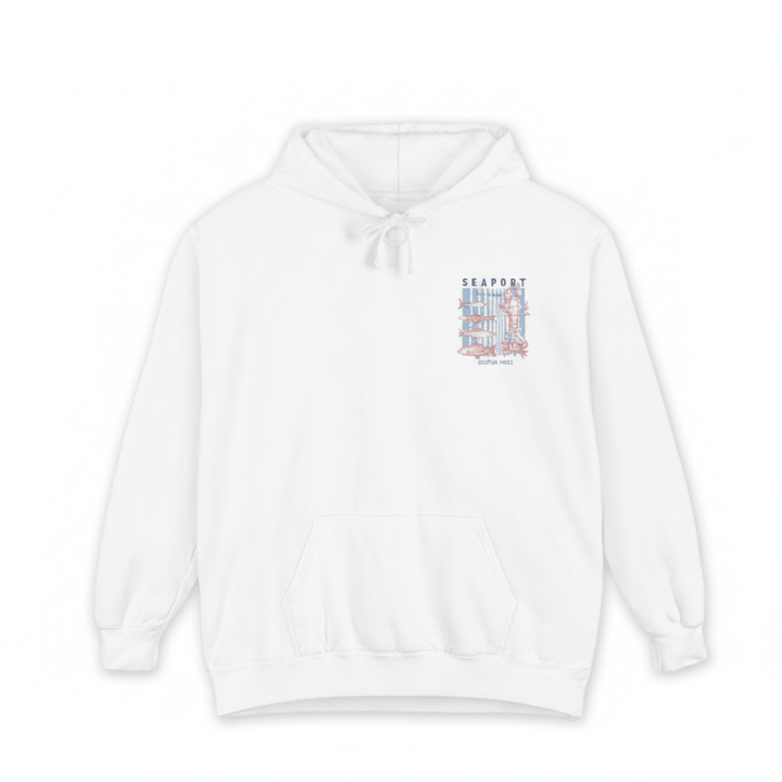 Seaport hoodie front - white background