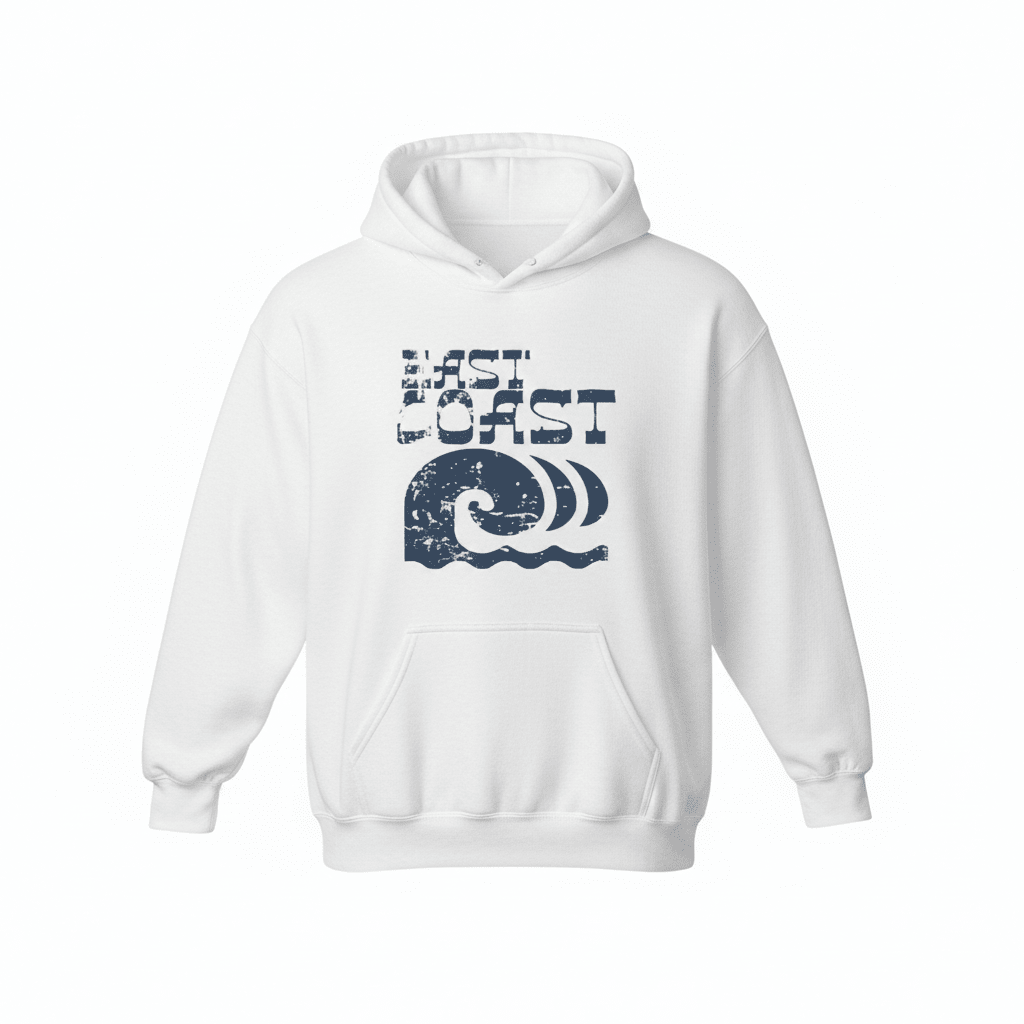 White East Coast hoodie - ghost mannequin white background