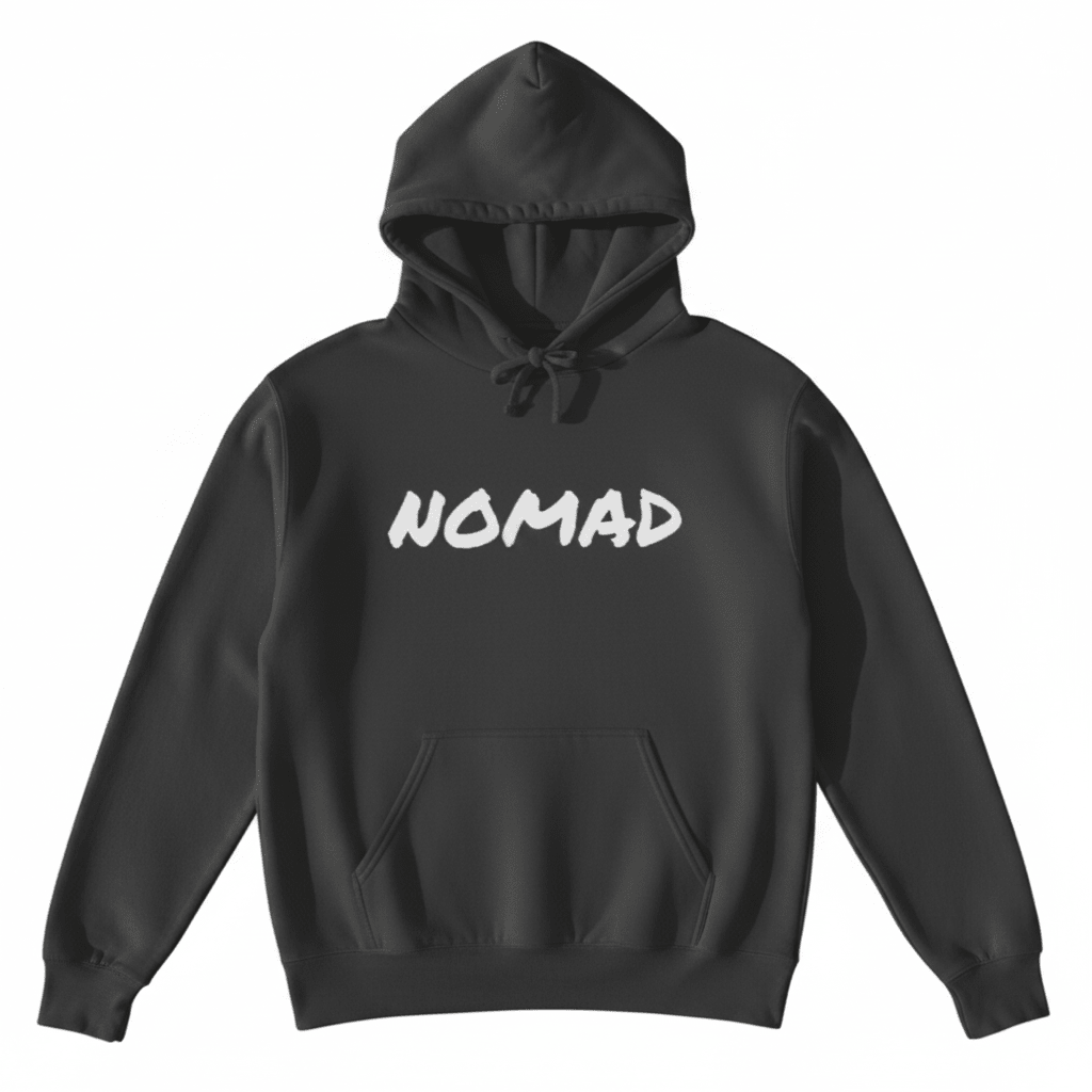 Charcoal NOMAD hoodie - white background