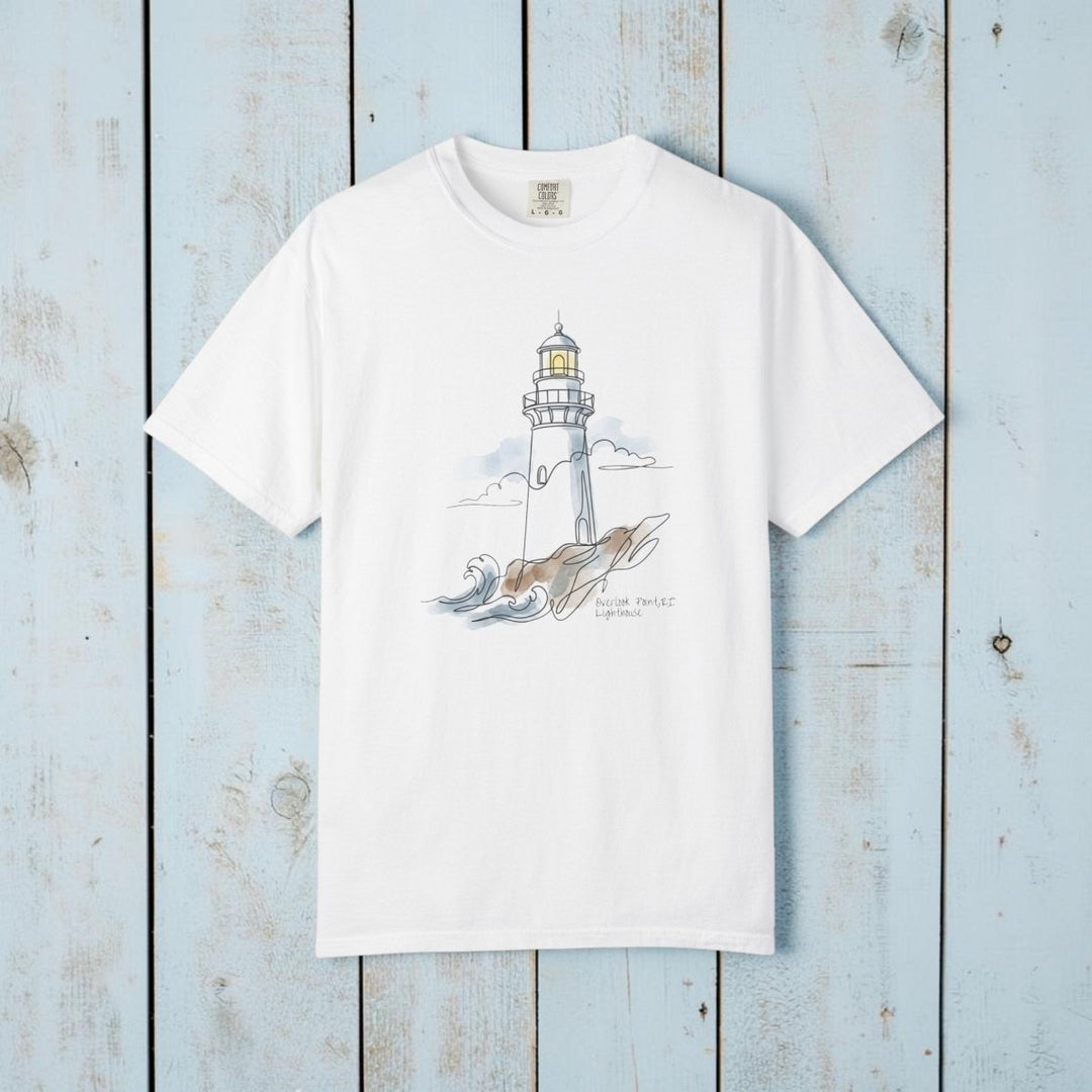 Lighthouse Sketch Tee | Garment-Dyed Nautical Coastal Graphic - FIVE TIDES APPAREL