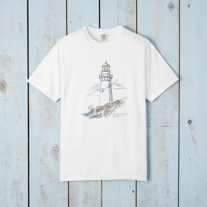Lighthouse Sketch Tee | Garment-Dyed Nautical Coastal Graphic - FIVE TIDES APPAREL