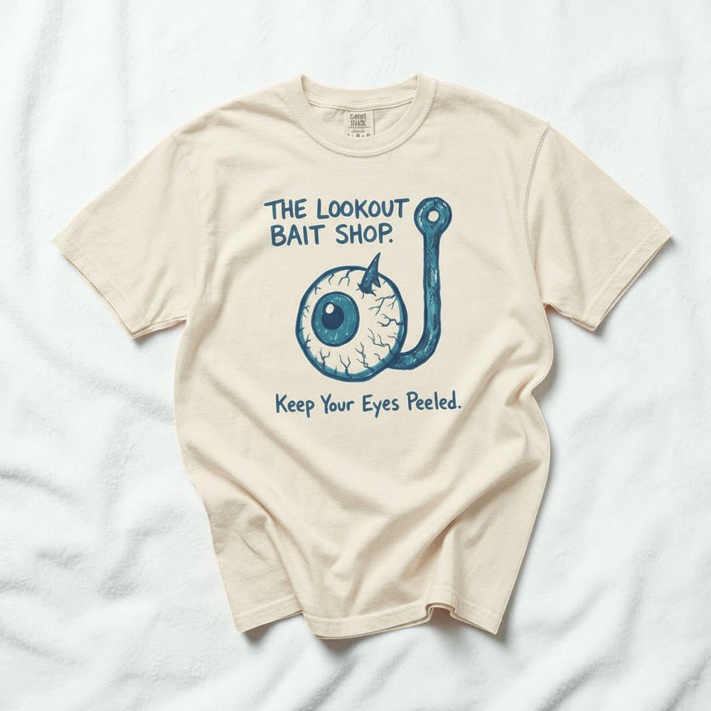 The Lookout Bait Shop Graphic Tee — Ivory on Colorful Driftwood
