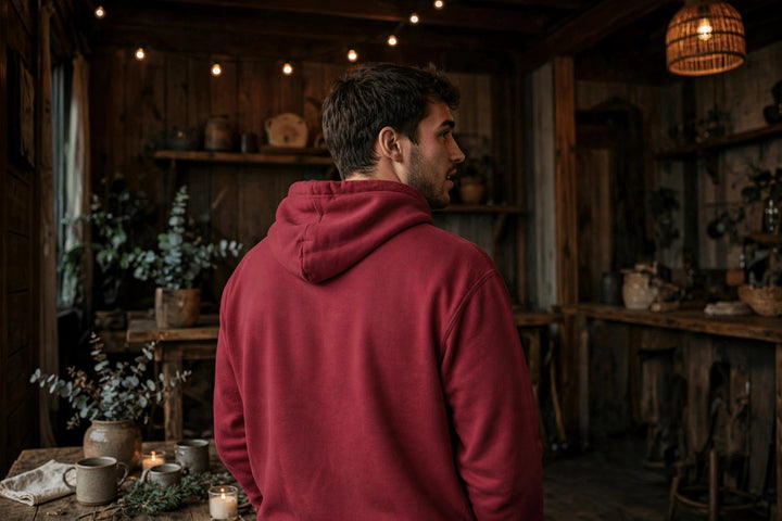 Myrtle Beach Coastal Hoodie — in the Five Tides room, male back