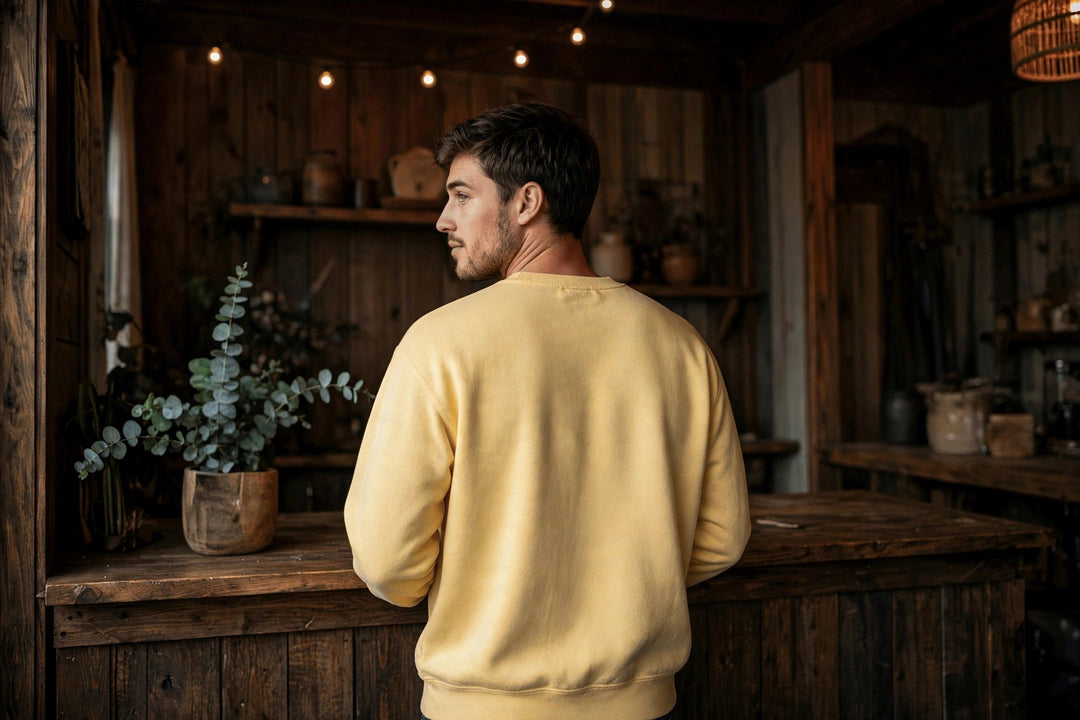 Key West Flamingo Sweatshirt — in the Five Tides room, male back