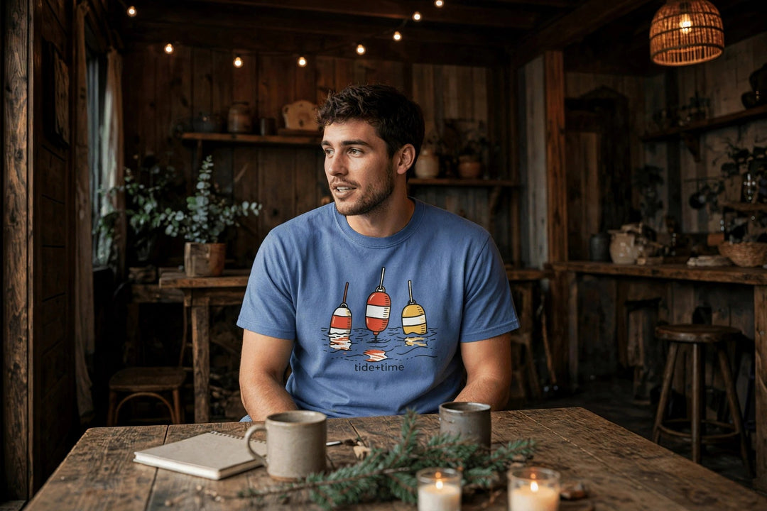 Beach Buoy Graphic Tee — in the Five Tides room, male front
