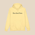 Miami Beach Palm Tree hoodie flat lay, view 6 — coastal sunset graphic pullover by Five Tides Apparel