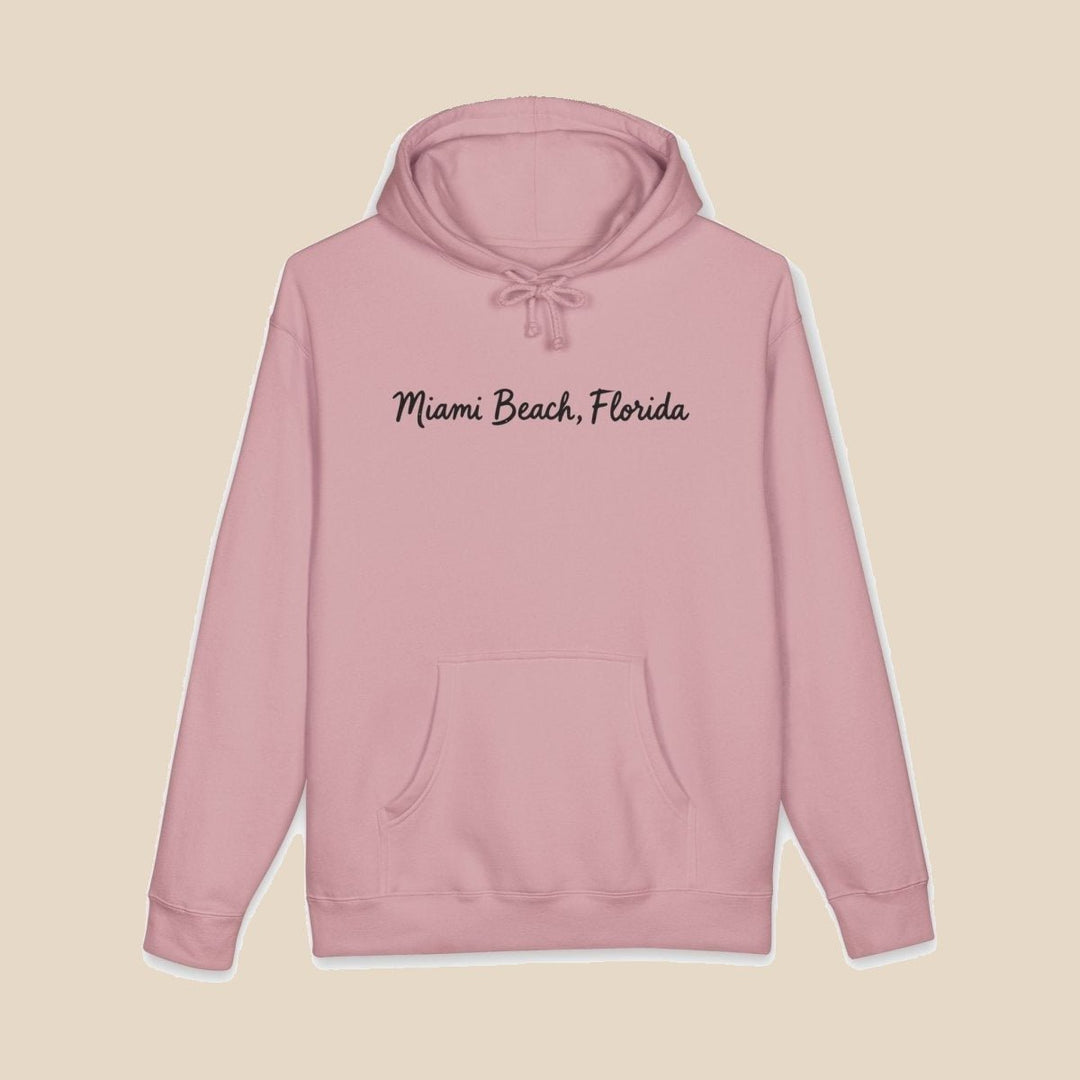 Miami Beach Palm Tree hoodie flat lay, view 14 — coastal sunset graphic pullover by Five Tides Apparel