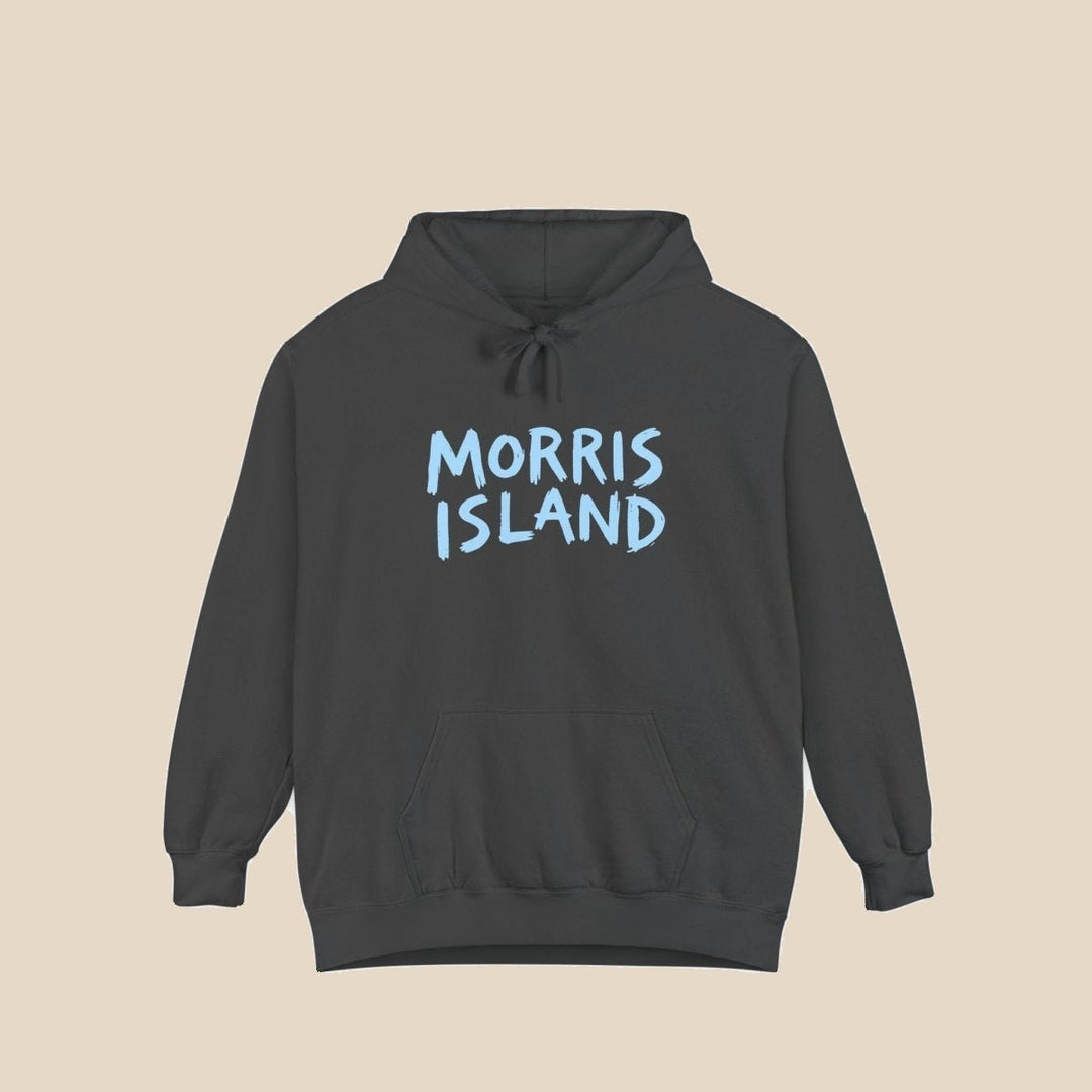 Morris Island coastal pepper hoodie front flat lay — coastal graphic pullover by Five Tides Apparel