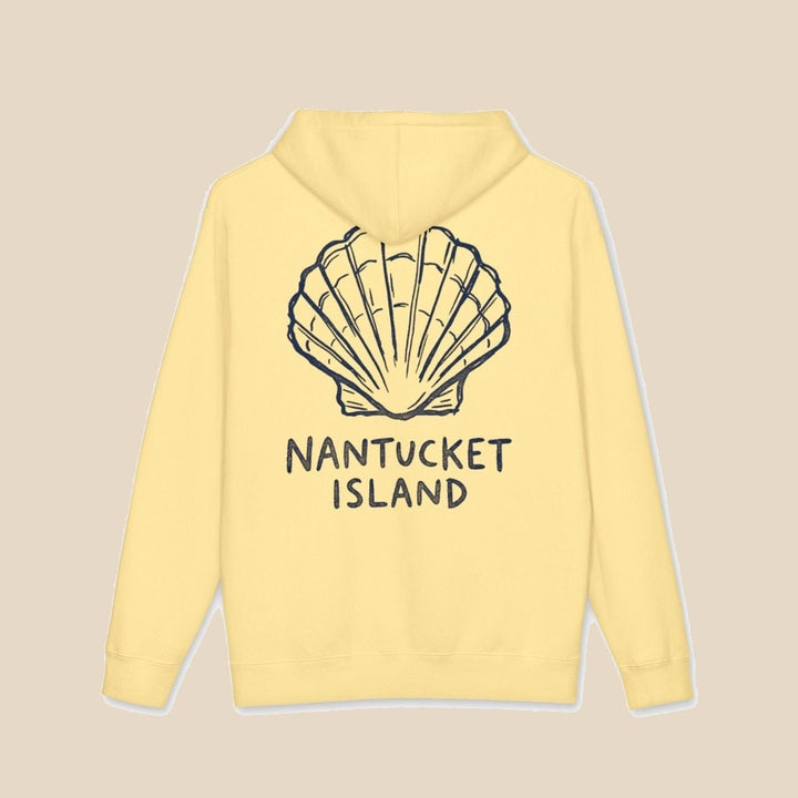 Nantucket Island Shell hoodie — scallop shell graphic pullover by Five Tides Apparel, view 4 of 15