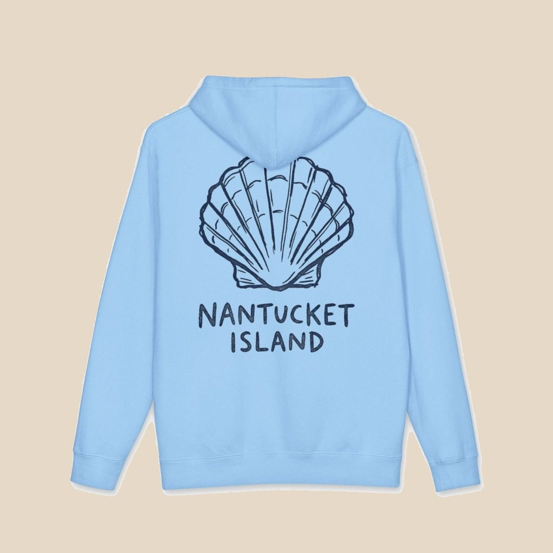 Nantucket Island Shell hoodie — scallop shell graphic pullover by Five Tides Apparel, view 8 of 15