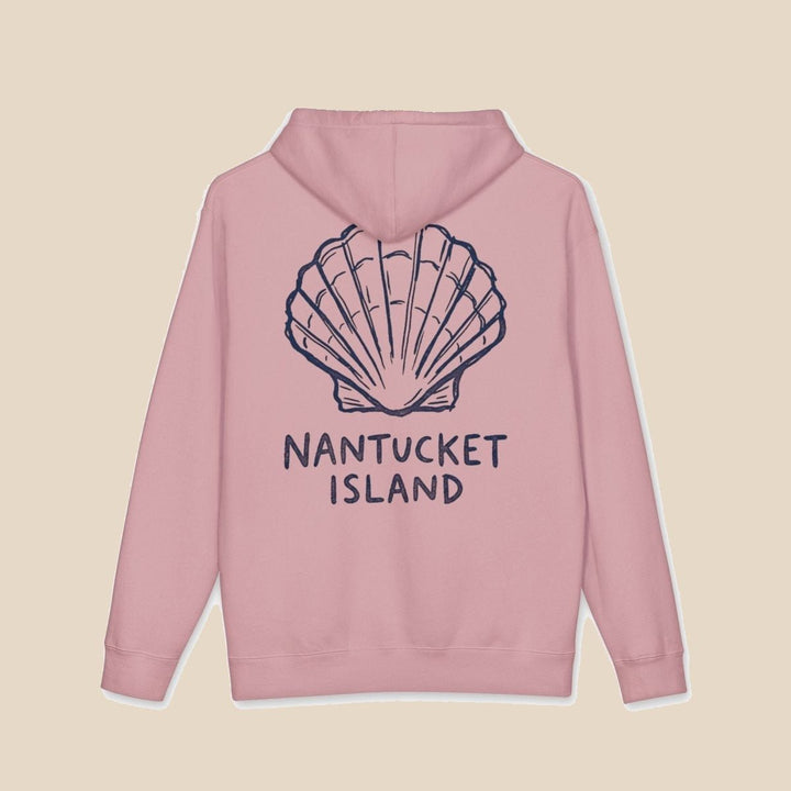 Nantucket Island Shell hoodie — scallop shell graphic pullover by Five Tides Apparel, view 12 of 15