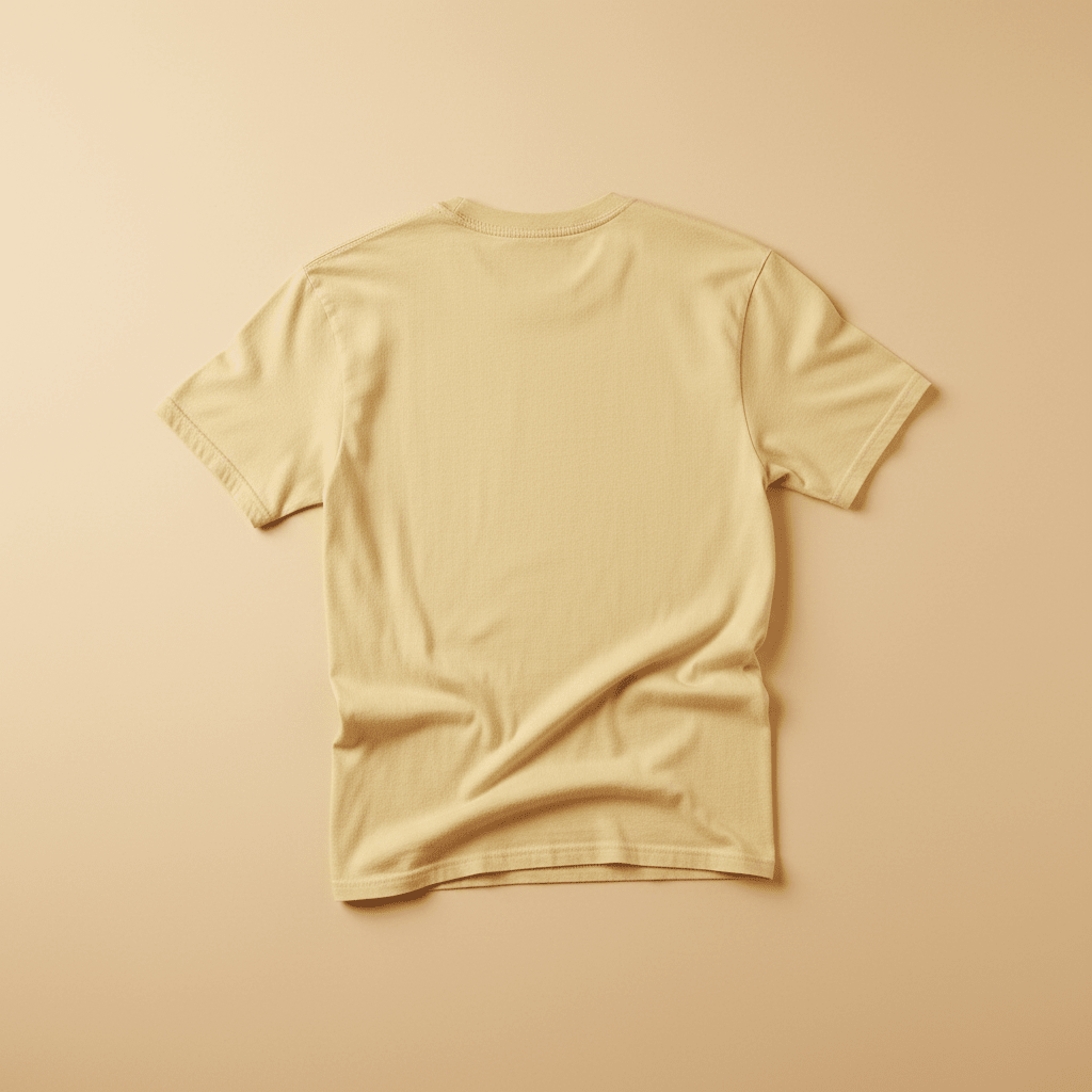 Nautical Lighthouse Tee in Banana Yellow — plain back, warm sand studio background