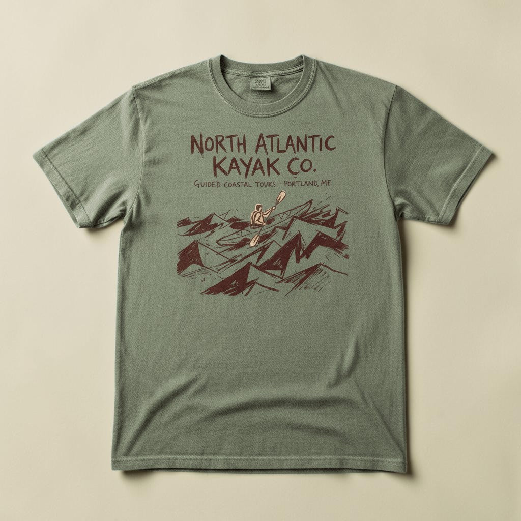 North Atlantic Kayak Co. Graphic Tee — Moss on Colorful Driftwood