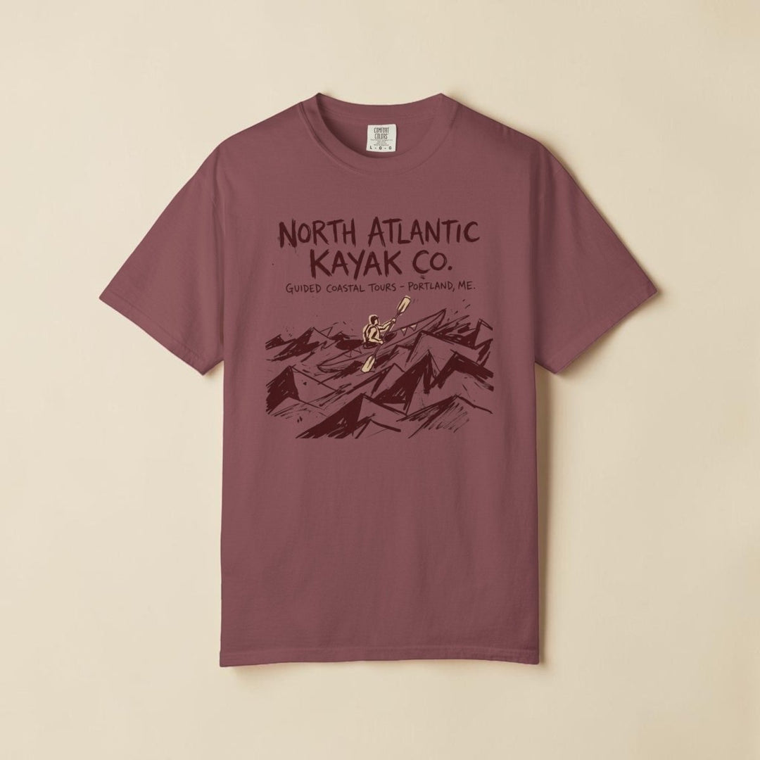 Brown t-shirt with graphic of a car and text &