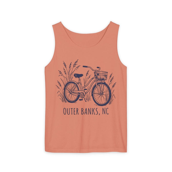 Outer Banks NC Bicycle Tank | Garment-Dyed Vintage Coastal Graphic Tank Top - FIVE TIDES APPAREL