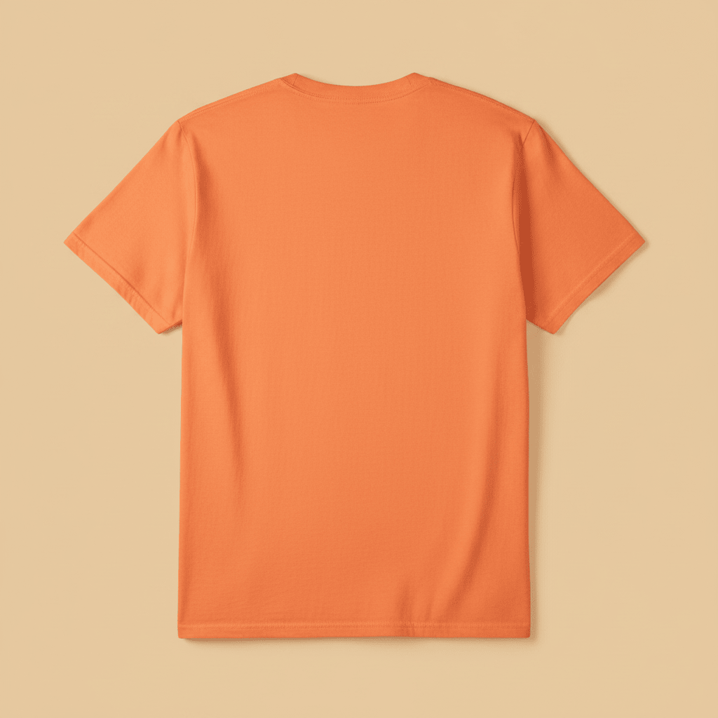 Palm Bliss Wildlife Oasis Tee in Orange — plain back, warm sand studio background