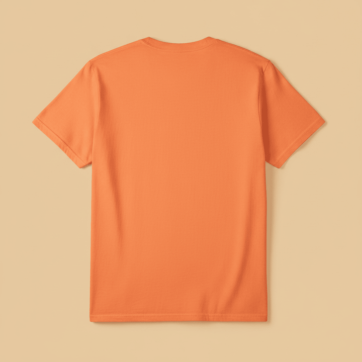 Palm Bliss Wildlife Oasis Tee in Orange — plain back, warm sand studio background