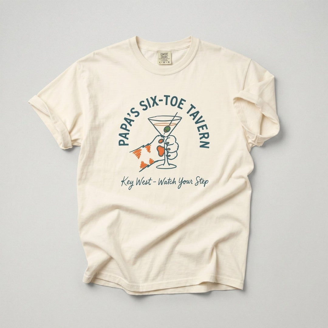 FIVE TIDES APPAREL ivory garment-dyed cotton t-shirt featuring a Papa&