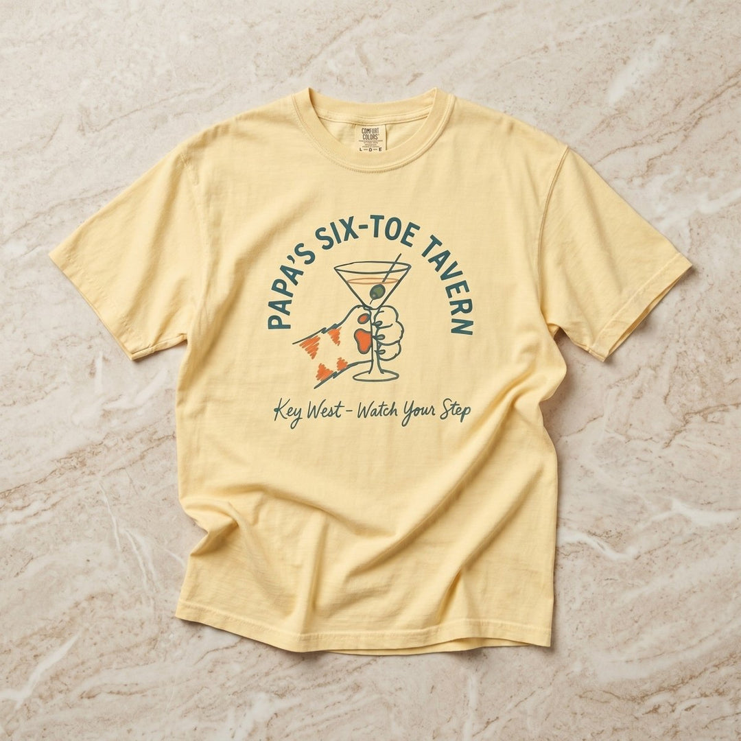 FIVE TIDES APPAREL banana yellow garment-dyed cotton t-shirt with Papa&