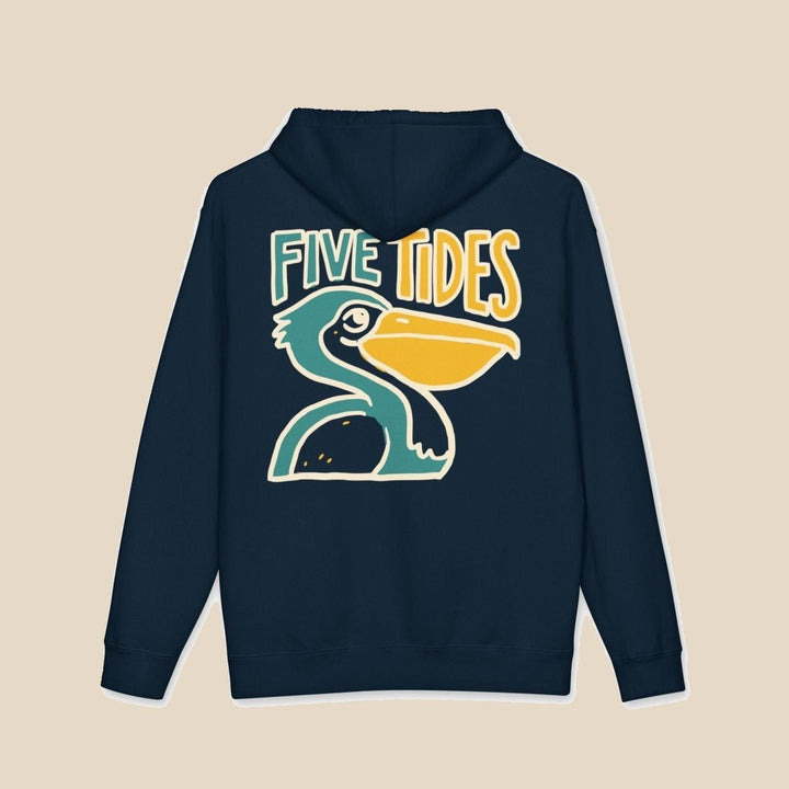 Pelican Coastal hoodie flat lay, view 7 — vintage surf graphic pullover by Five Tides Apparel