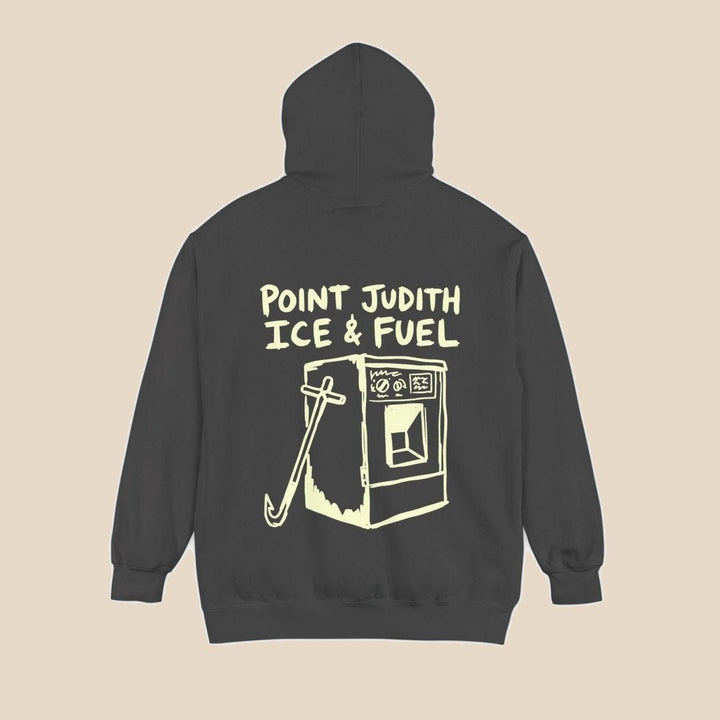 Point Judith true navy hoodie, view 4 of 4 — coastal town graphic pullover by Five Tides Apparel
