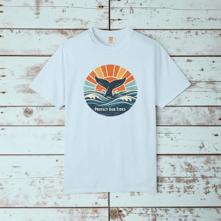 Protect Our Tides Whale Tail Graphic T-Shirt, Custom Summer Fashion Unisex Tee