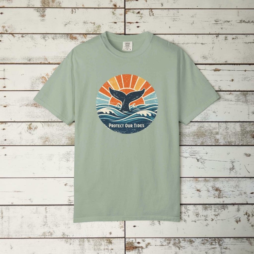 Protect Our Tides Whale Tail Graphic T-Shirt, Custom Summer Fashion Unisex Tee