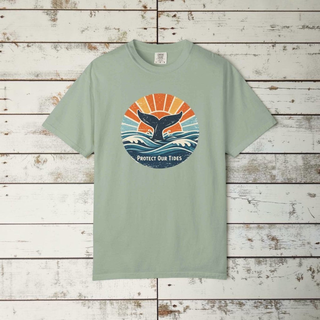 Protect Our Tides Whale Tail Graphic T-Shirt, Custom Summer Fashion Unisex Tee
