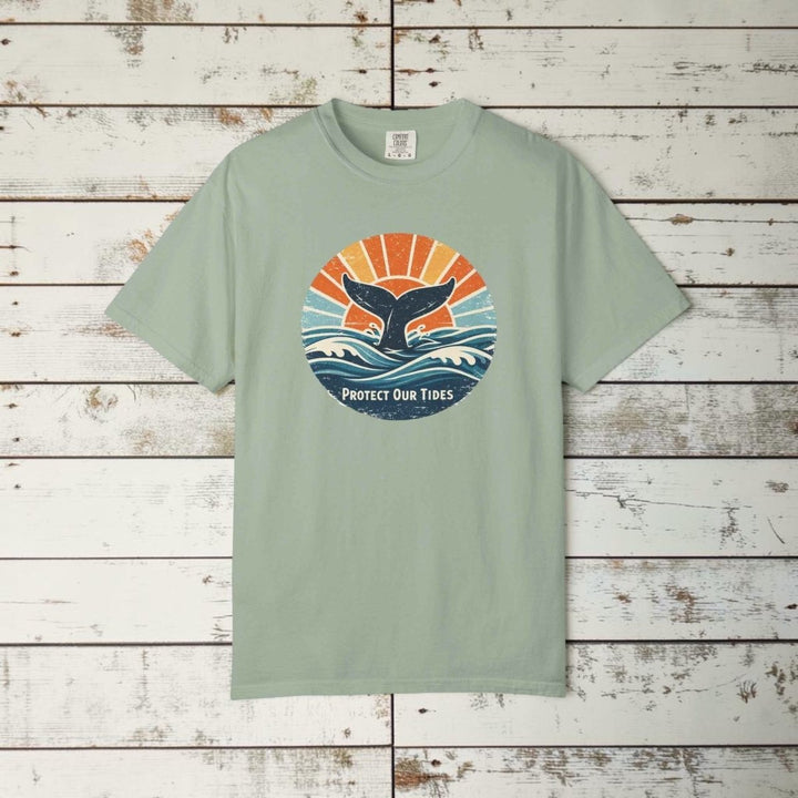 Protect Our Tides Whale Tail Graphic T-Shirt, Custom Summer Fashion Unisex Tee
