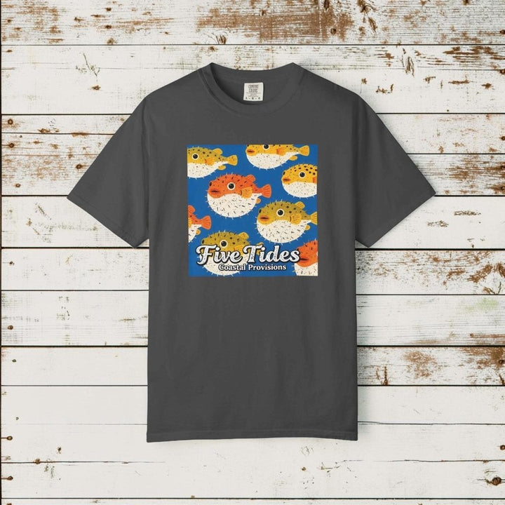 Puffer Fish Graphic Tee - Five Tides Ocean Crewneck Cotton Summer Tee