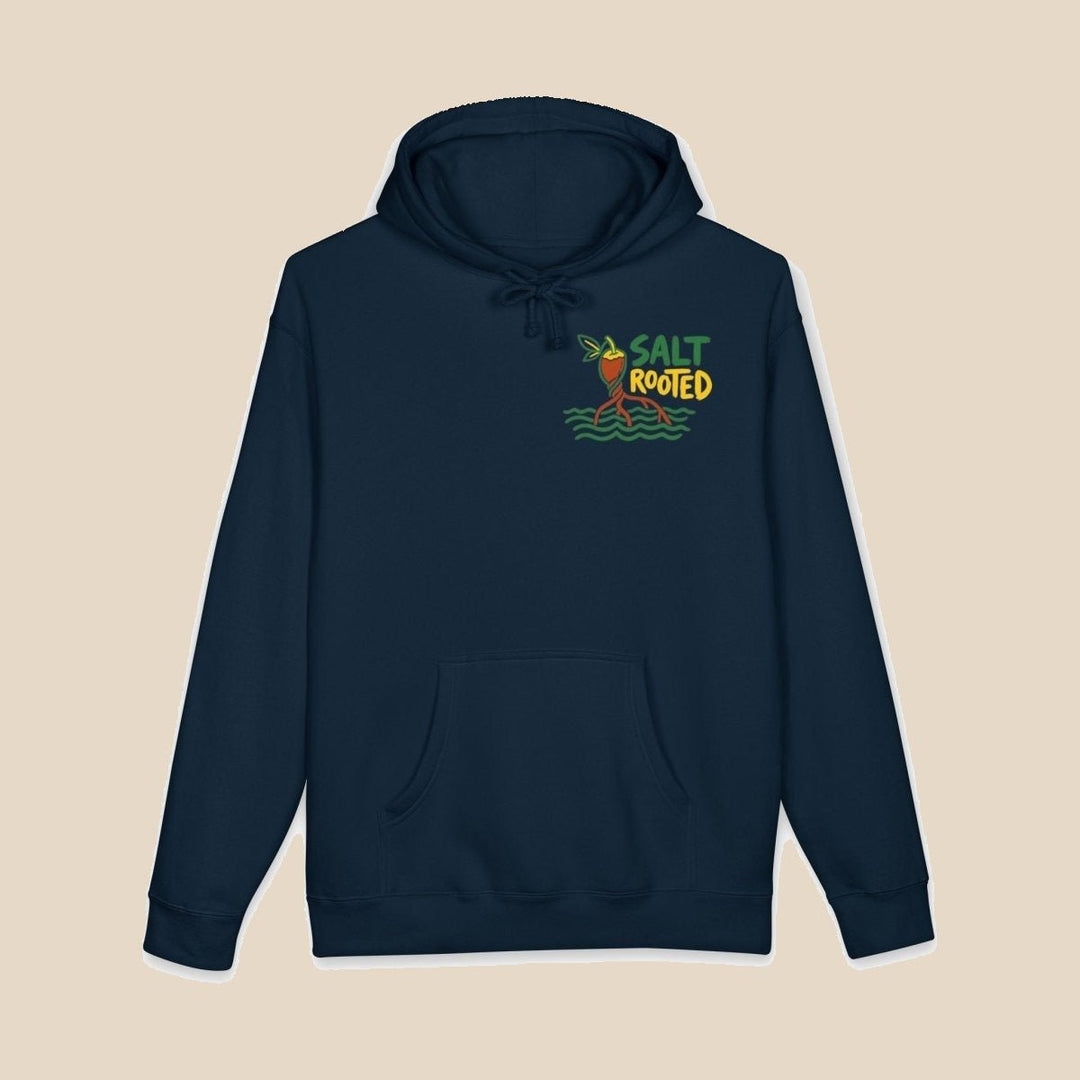 Salt Rooted hoodie — plant roots graphic pullover by Five Tides Apparel, view 1 of 10