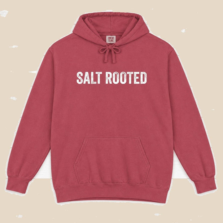 Salt Rooted Lighthouse true navy hoodie side view — coastal heritage graphic pullover by Five Tides Apparel