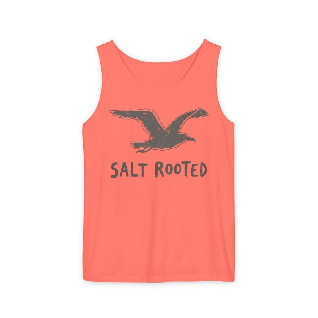 Salt Rooted Seagull Tank | Garment-Dyed Vintage Coastal Graphic Tank Top - FIVE TIDES APPAREL