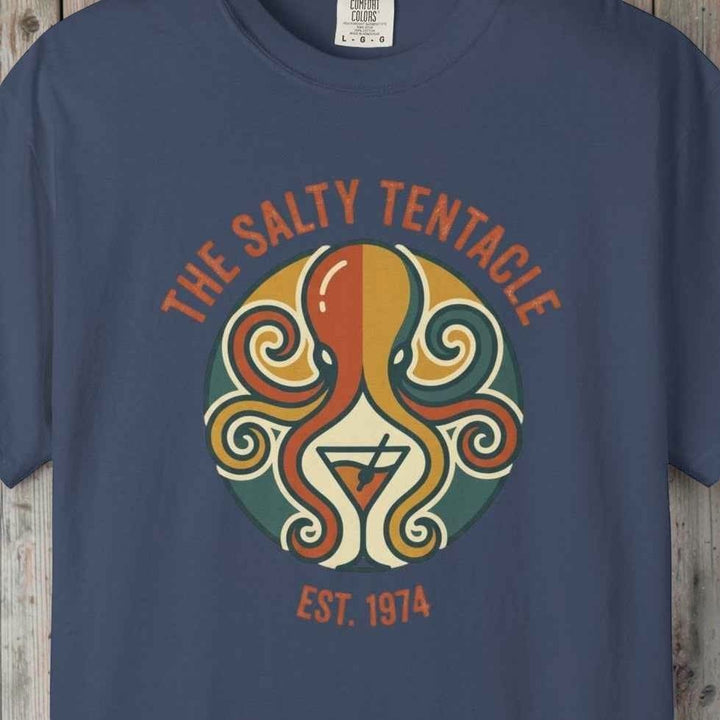 The Salty Tentacle Bar Retro Octopus T-Shirt - Beachy Summer Vintage Surf Tee