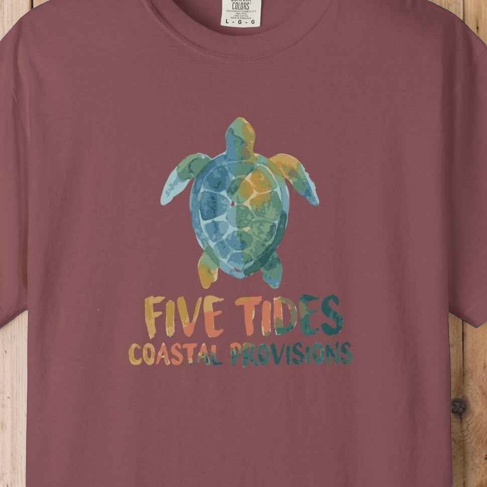 Sea Turtle Coastal Custom Graphic T-Shirt - Five Tides Vintage Beach Tee