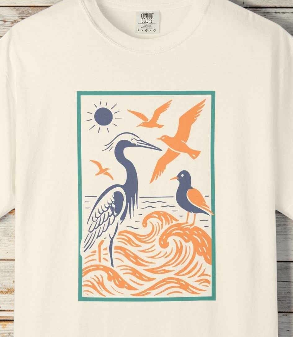 Serene Coastal Nature Scene, Garment-Dyed Unisex T-Shirt
